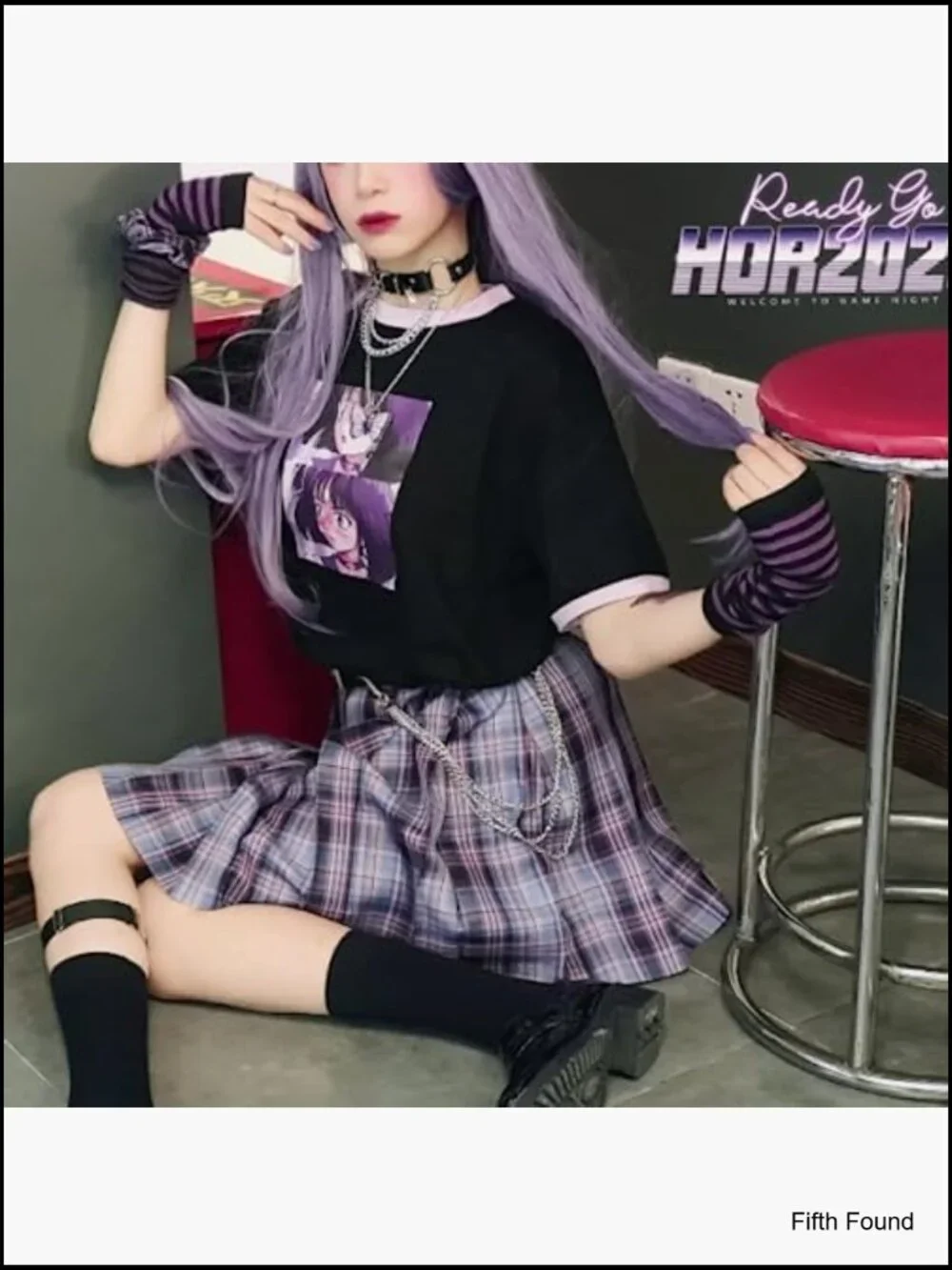 Kawaii Harajuku Goth Half Finger Knitted Arm Warmer Y2K Gloves Arm Sleeve